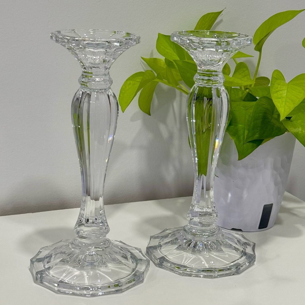 Pair of vintage crystal candleholders Shannon Crystal